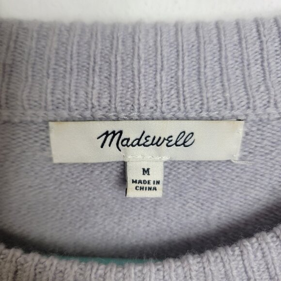 Madewell Brockton Bobble Pullover Sweater Medium Merino Wool Blend Periwinkle - Picture 4 of 7